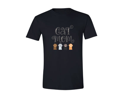 brand:Generic|color:Black|Cat Mom Cute Crazy Cat Lady Quote 2 Graphic T-Shirt