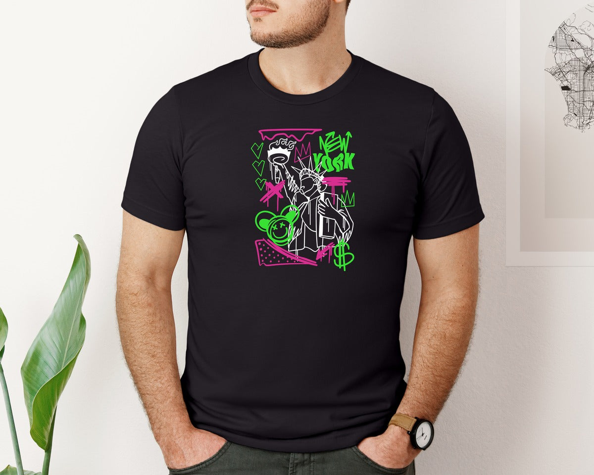 brand:Bella Canvas|color:Black|New York Graffiti Urban T Shirt Design Graphic T-Shirt