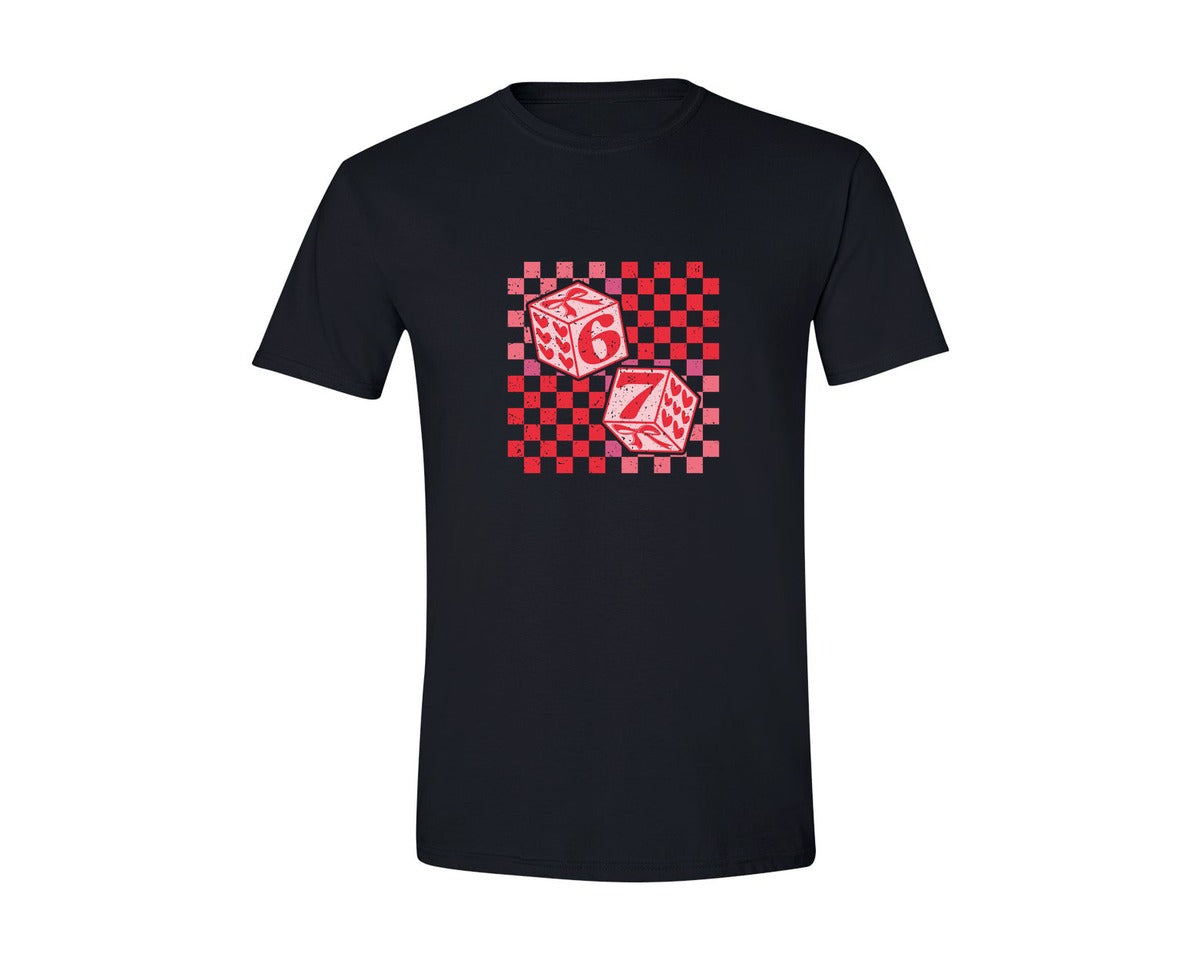 brand:Generic|color:Black|Six Seven Valentine Bow Dice 67 Graphic T-Shirt