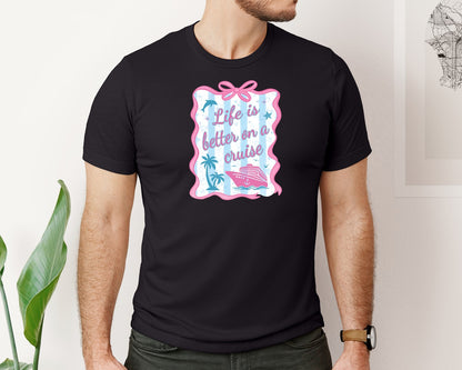 brand:Bella Canvas|color:Black|Coquette Cruise Life Summer Girly Cruise Graphic T-Shirt
