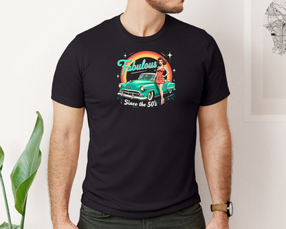 brand:Bella Canvas|color:Black|Retro Car Fabulous Since 50S Graphic T-Shirt