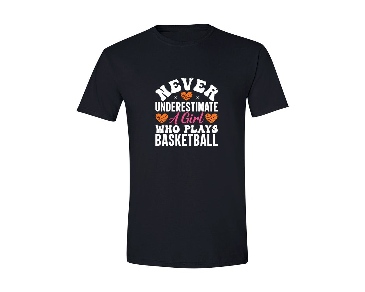 brand:Generic|color:Black|Never Underestimate A Girl Who Plays 10 Graphic T-Shirt