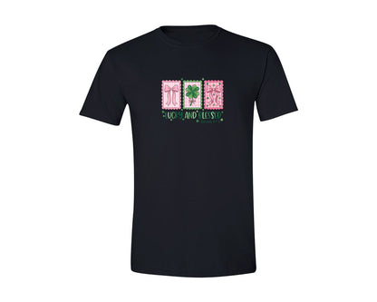brand:Generic|color:Black|Lucky And Blessed St Patrick Graphic T-Shirt