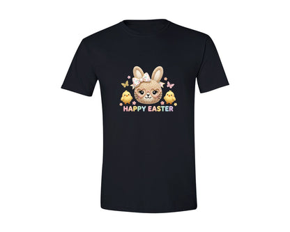 brand:Generic|color:Black|Crochet Bow Bunny Easter Graphic T-Shirt