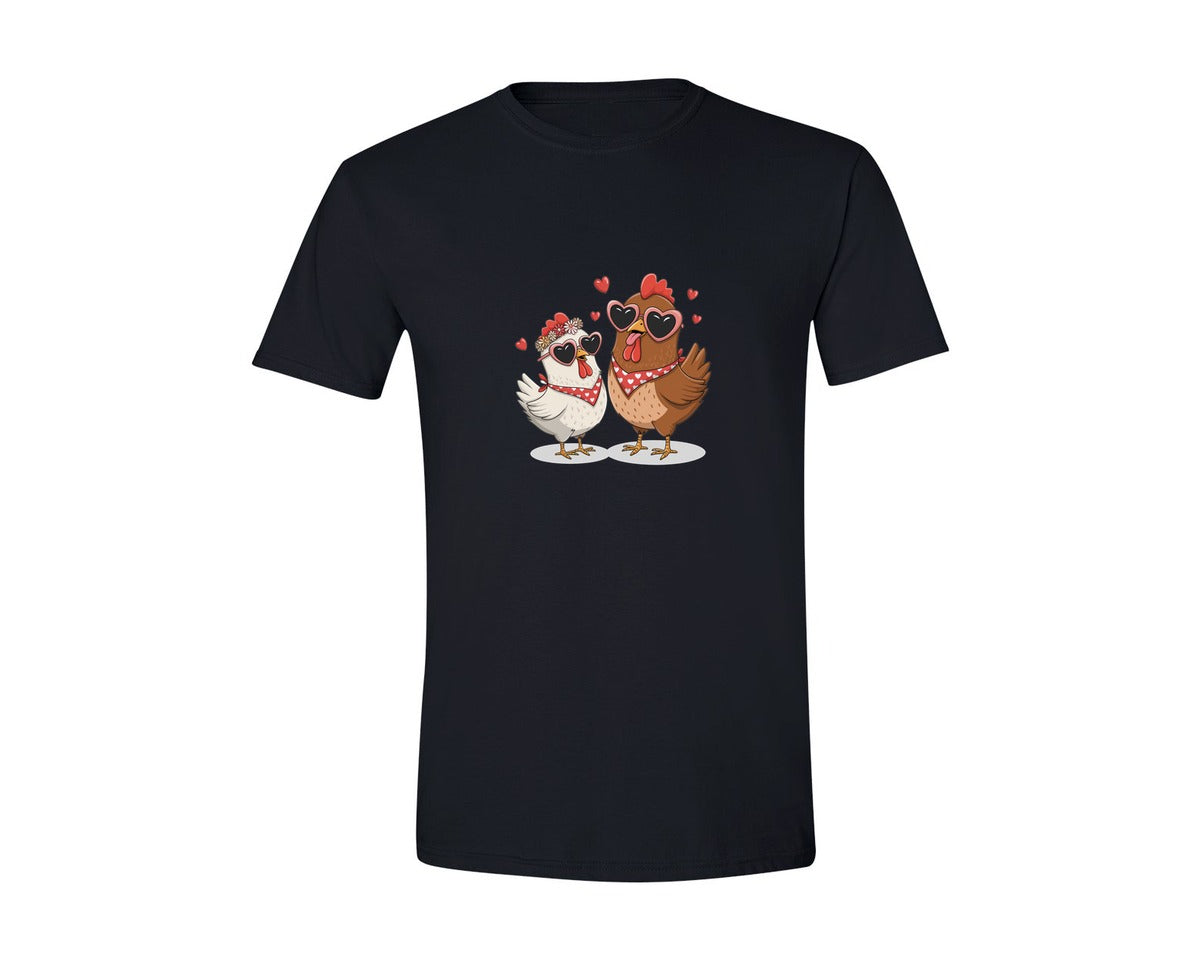 brand:Generic|color:Black|Valentines Day Farm Chickens 15 Graphic T-Shirt