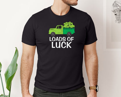 brand:Bella Canvas|color:Black|Loads Of Luck Tractor St Patricks Day Graphic T-Shirt