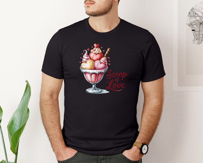 brand:Bella Canvas|color:Black|Valentine Ice Cream Heart Dessert Graphic T-Shirt