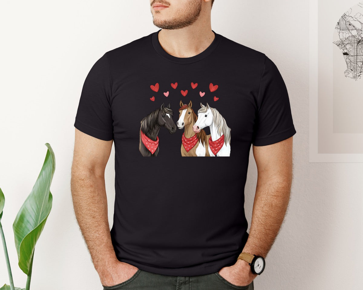 brand:Bella Canvas|color:Black|Valentine Horse Love Horse Graphic T-Shirt