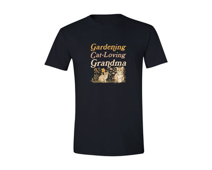 brand:Generic|color:Black|Gardening Cat Loving Grandma Graphic T-Shirt