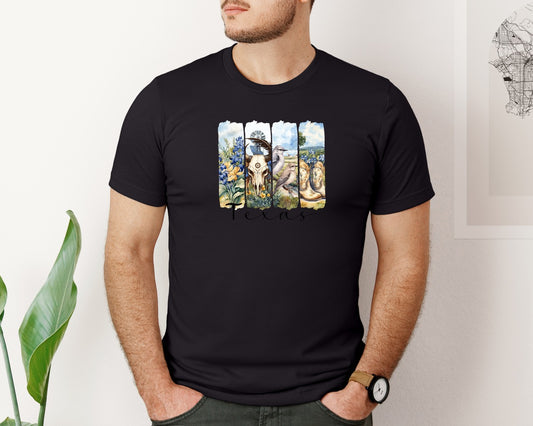 Brushstroke Texas State Graphic T-Shirt