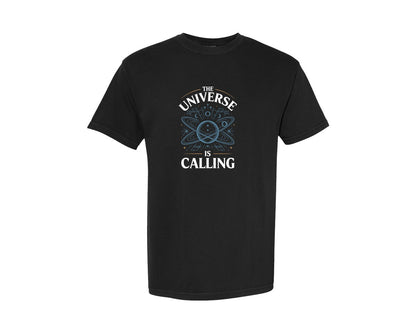 brand:Comfort Colors|color:Black|The Universe Is Calling Planet Art Graphic T-Shirt