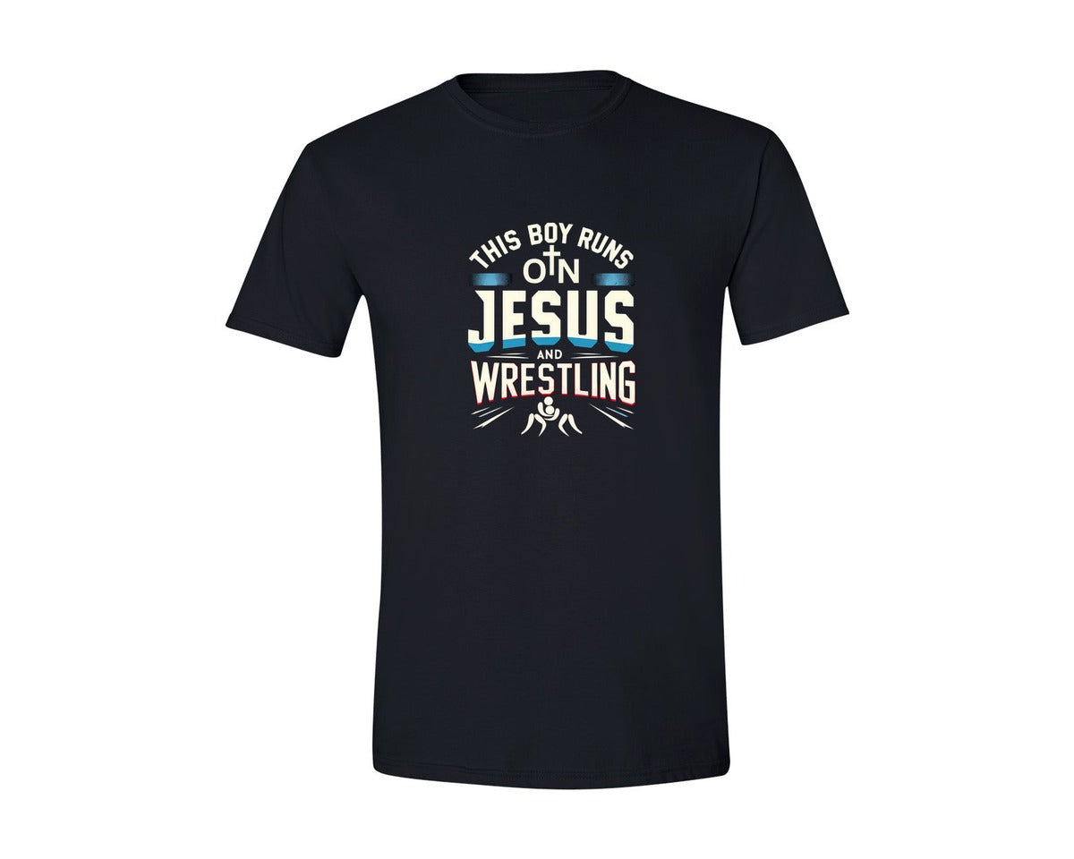 brand:Generic|color:Black|Jesus Religious This Boy Runs Graphic T-Shirt