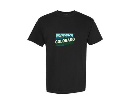 brand:Comfort Colors|color:Black|Colorado State Map 2 Graphic T-Shirt