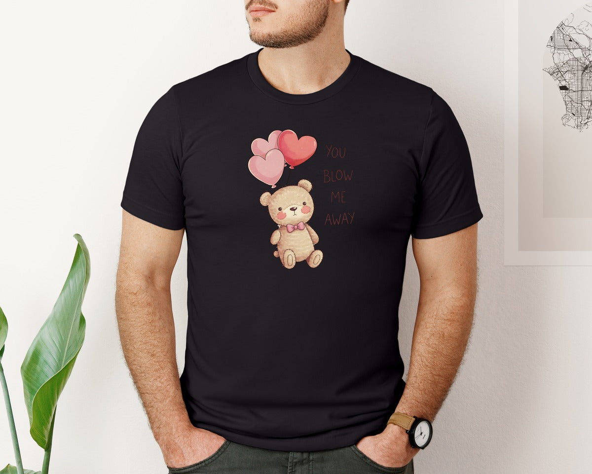 brand:Bella Canvas|color:Black|Valentines Day Teddy Bear Love 3 Graphic T-Shirt