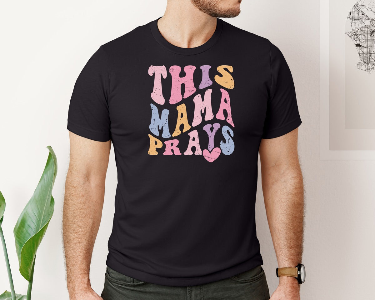 brand:Bella Canvas|color:Black|Christian Mama Easter Mom Graphic T-Shirt