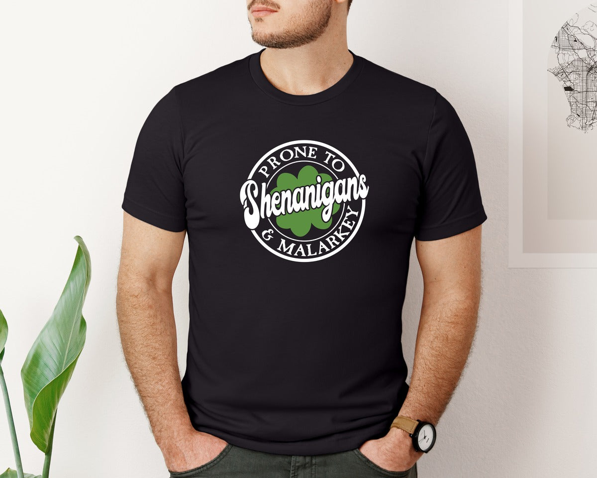 brand:Bella Canvas|color:Black|Prone To Shenanigans St Patricks Day 4 Graphic T-Shirt