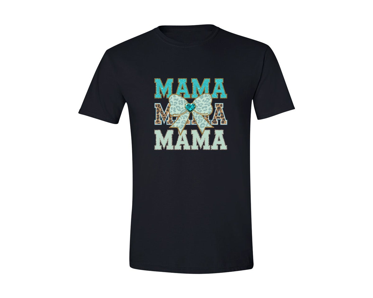 brand:Generic|color:Black|Western Mama Leopard Coquette Bow Graphic T-Shirt