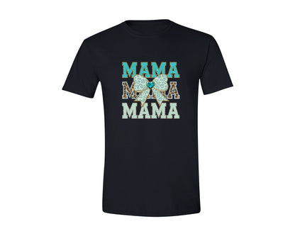 brand:Generic|color:Black|Western Mama Leopard Coquette Bow Graphic T-Shirt