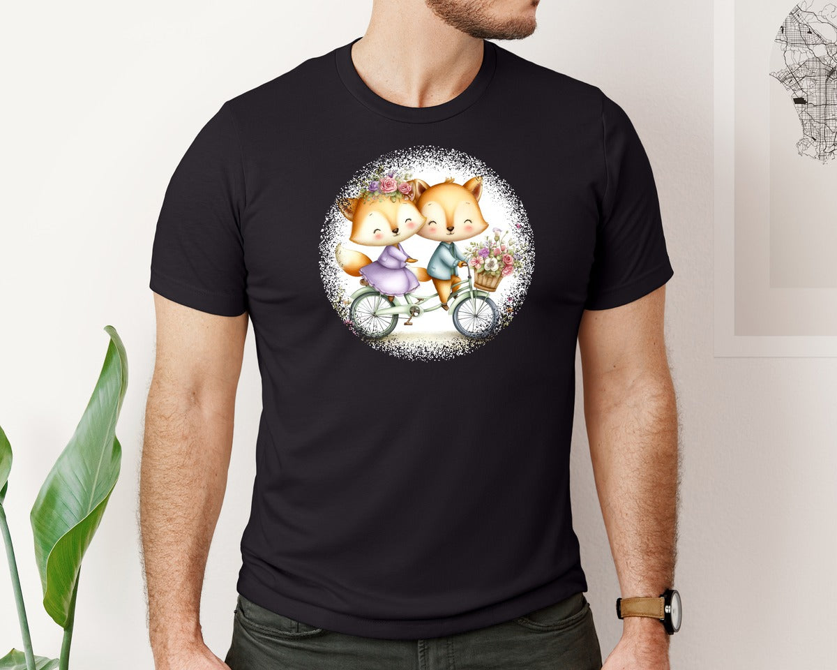 brand:Bella Canvas|color:Black|Couple Animals Round Tshirt 33 Graphic T-Shirt