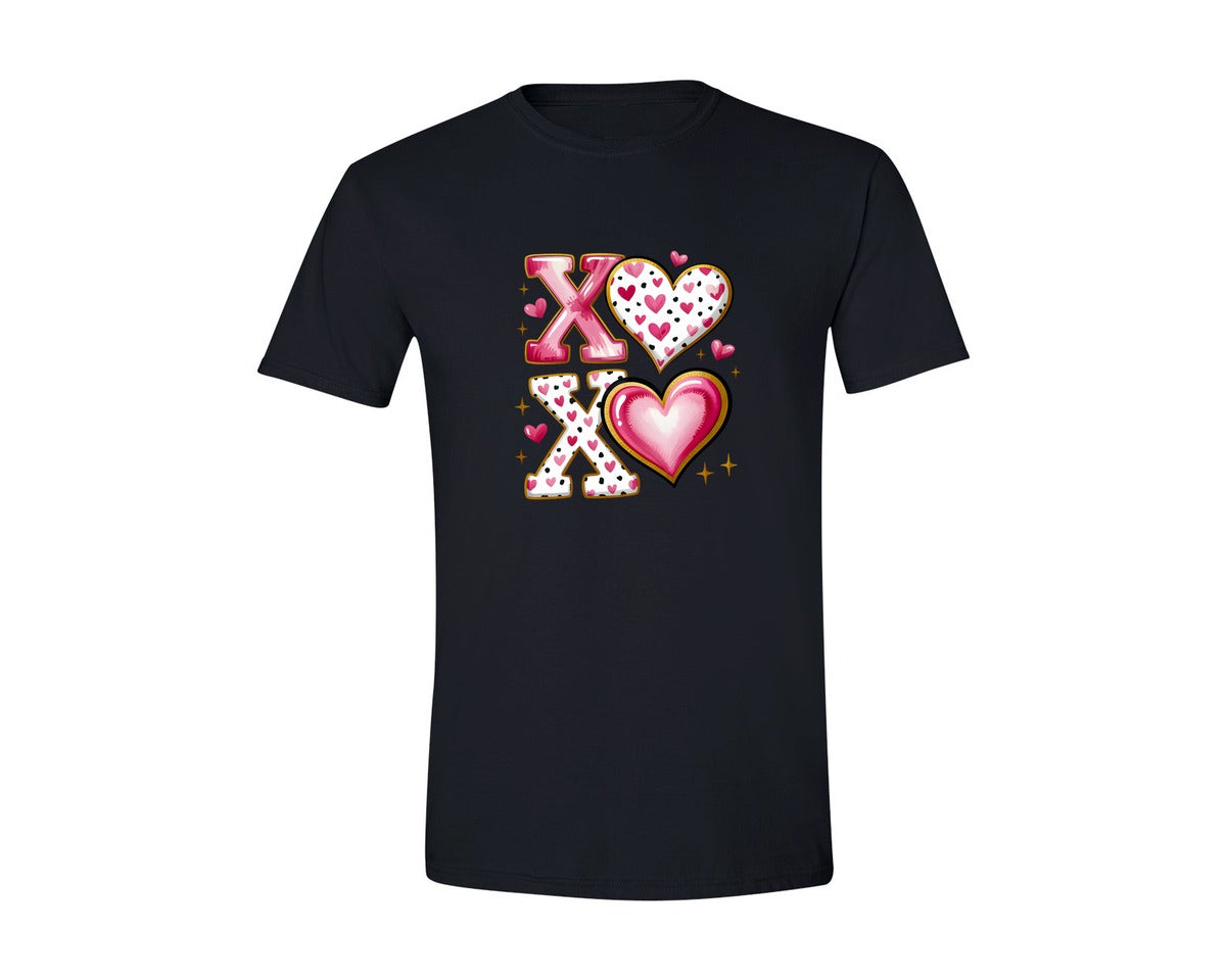 brand:Generic|color:Black|Xoxo Valentine Day Heart Brushstroke 20 Graphic T-Shirt