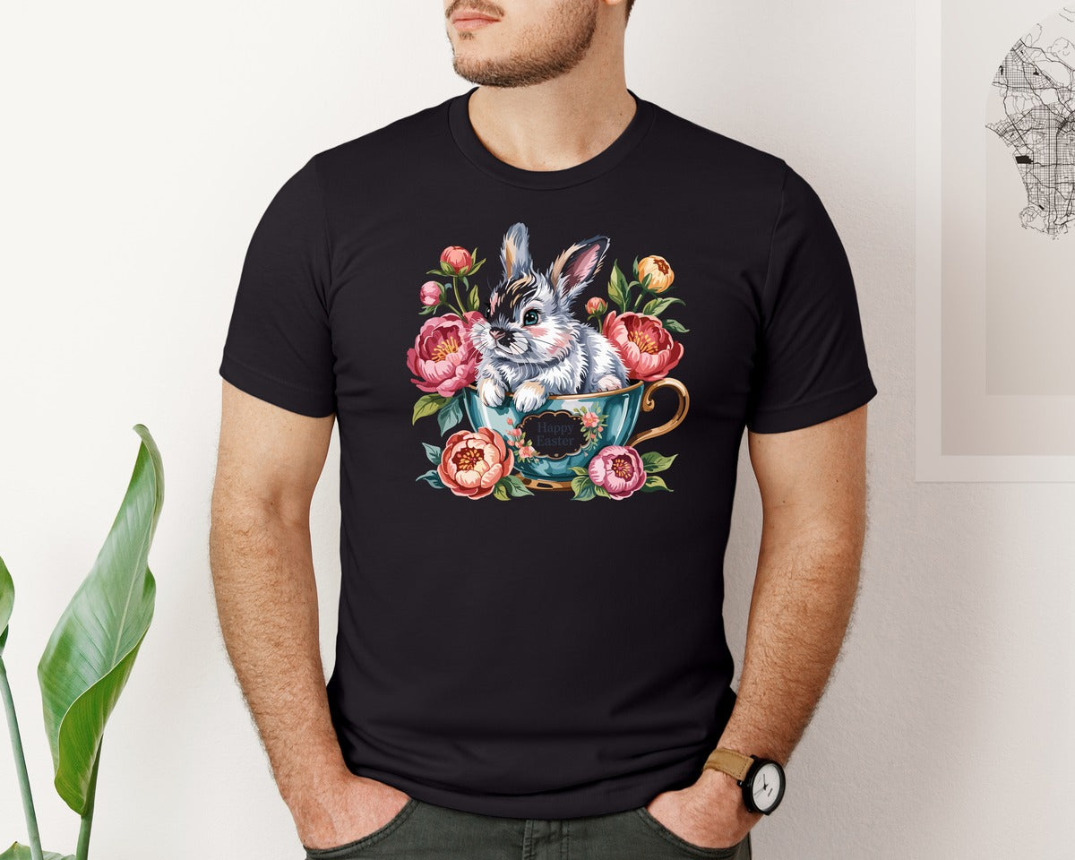 brand:Bella Canvas|color:Black|Easter Bunny 7 Graphic T-Shirt
