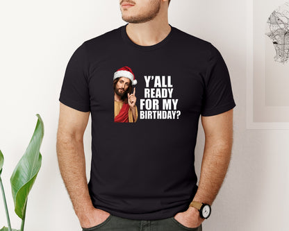 brand:Bella Canvas|color:Black|Jesus Christmas Funny Jesus Graphic T-Shirt