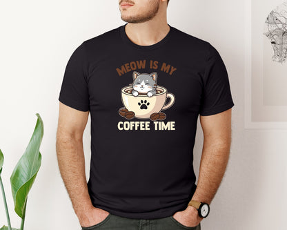 brand:Bella Canvas|color:Black|Meow Coffee Lover T Shirt Graphic T-Shirt