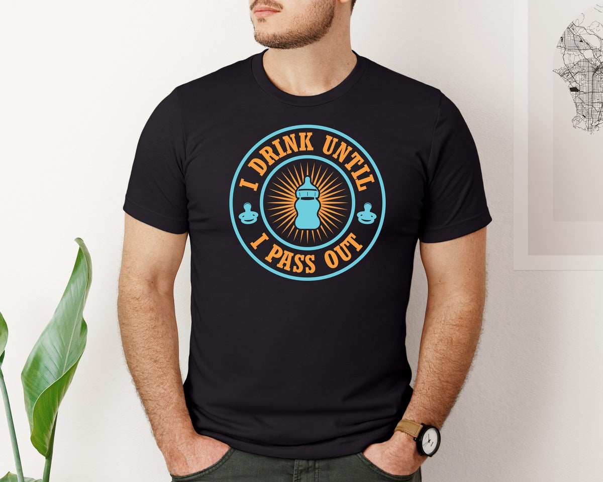 brand:Bella Canvas|color:Black|I Drink Milk Until I Pass Out Design 5 Graphic T-Shirt