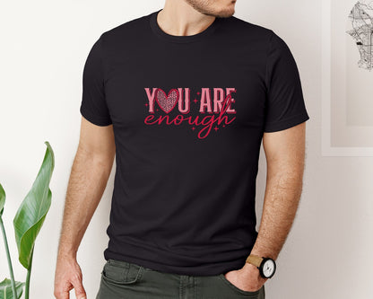 brand:Bella Canvas|color:Black|You Are Enough Valentine Bible Graphic T-Shirt