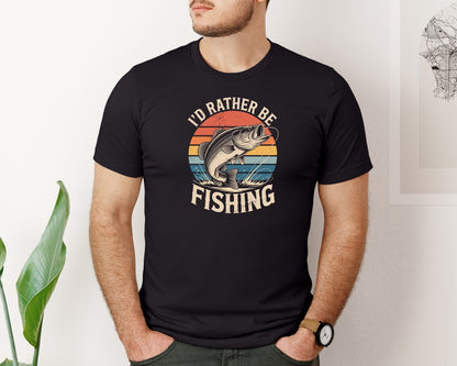 brand:Bella Canvas|color:Black|Id Rather Be Fishing T Shirt 2 Graphic T-Shirt