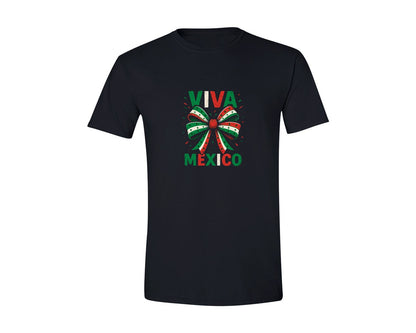 brand:Generic|color:Black|Coquette Ribbon Bow Mexican Flag 3 Graphic T-Shirt