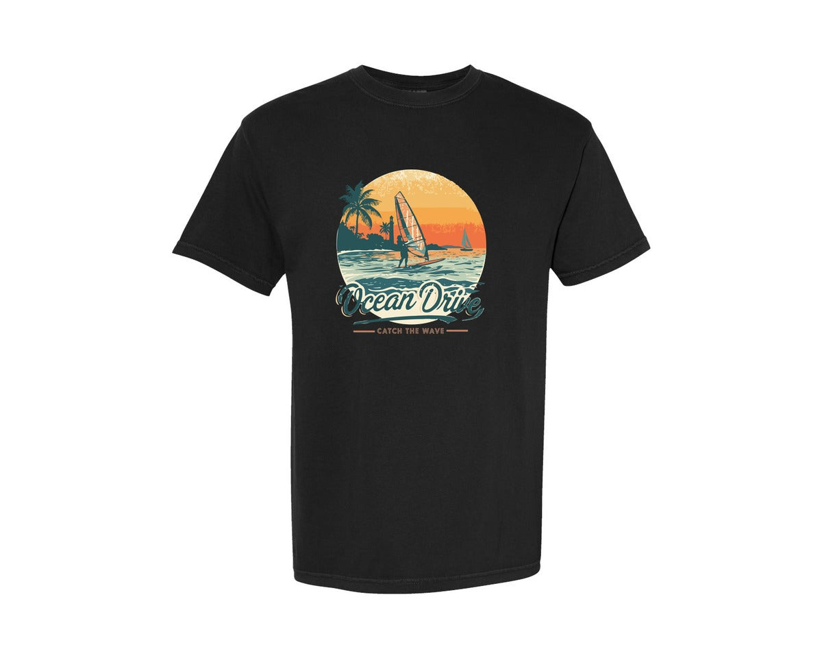 brand:Comfort Colors|color:Black|Elegant Ocean Drive T Shirt Design Graphic T-Shirt