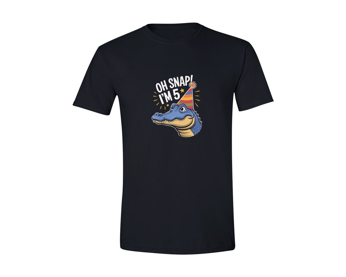 brand:Generic|color:Black|Oh Snap Im 5 Crocodile 5Th Birthday All 2 Graphic T-Shirt