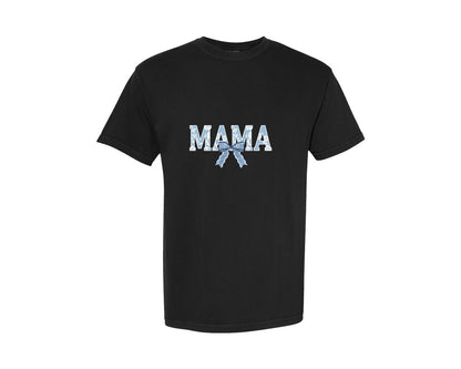 brand:Comfort Colors|color:Black|Mama Floral Coquette Bow Mama Graphic T-Shirt