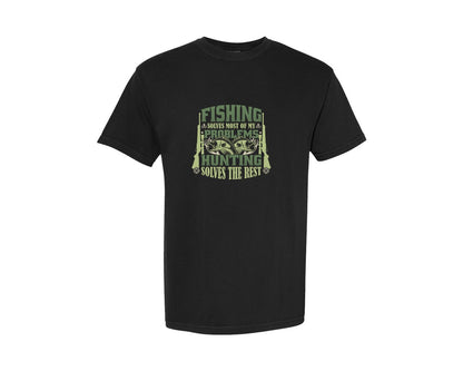 brand:Comfort Colors|color:Black|Fishing Hunting Quotes T Shirt Design Graphic T-Shirt
