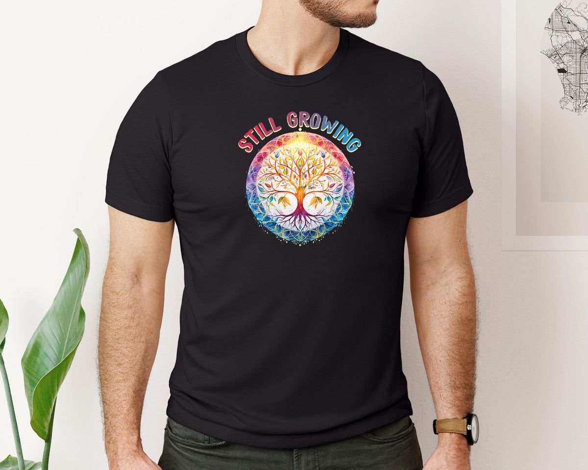 brand:Bella Canvas|color:Black|Yoga Mandala Rainbow Quote Graphic T-Shirt