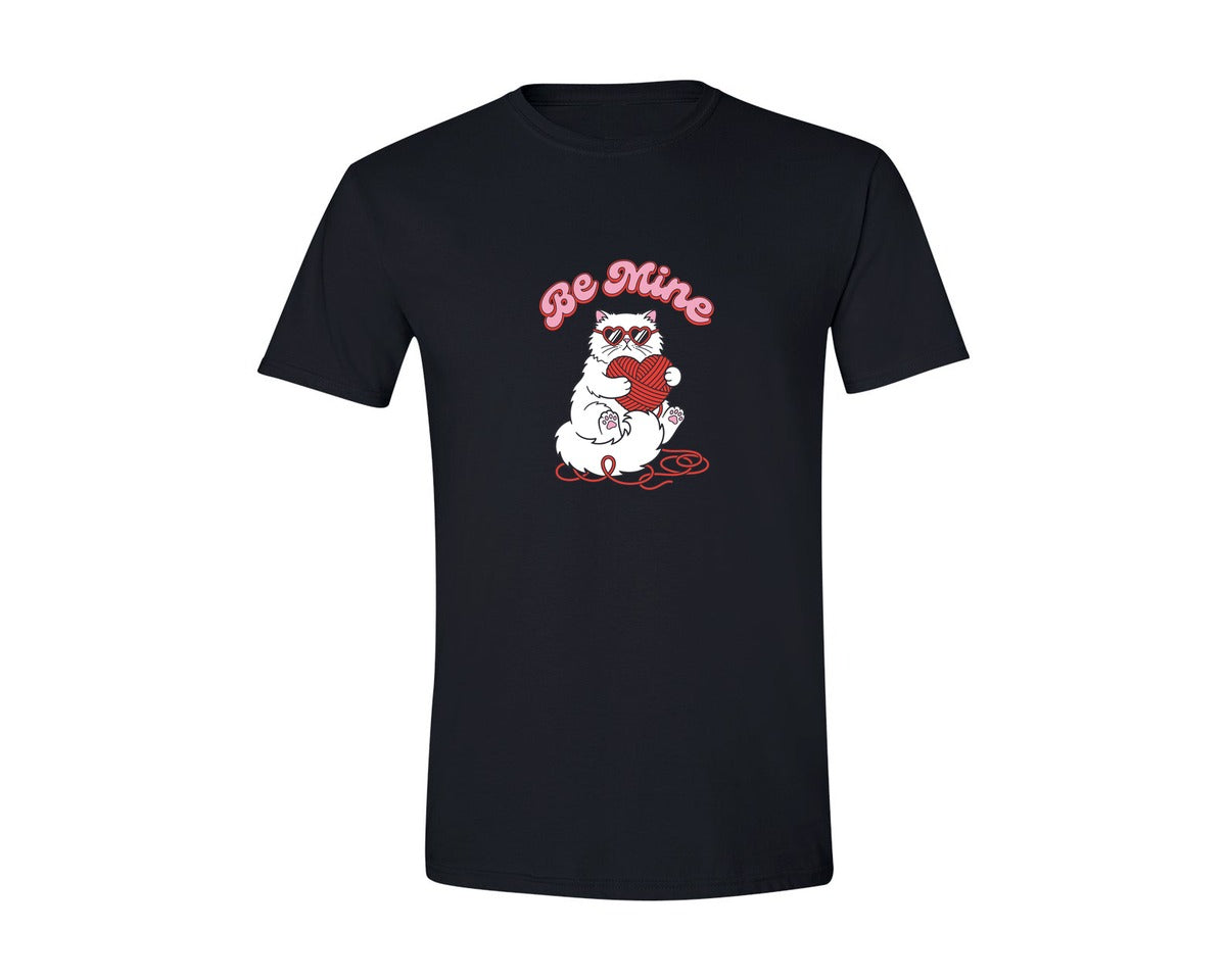 brand:Generic|color:Black|Valentine Be Mine Cat Love Graphic T-Shirt