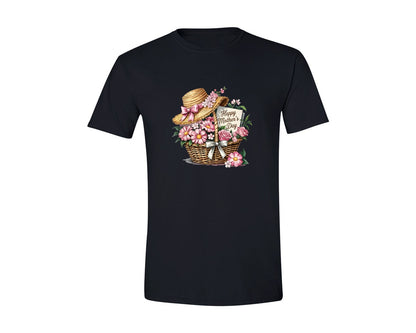brand:Generic|color:Black|Happy Mothers Day With Flowers Mother Graphic T-Shirt
