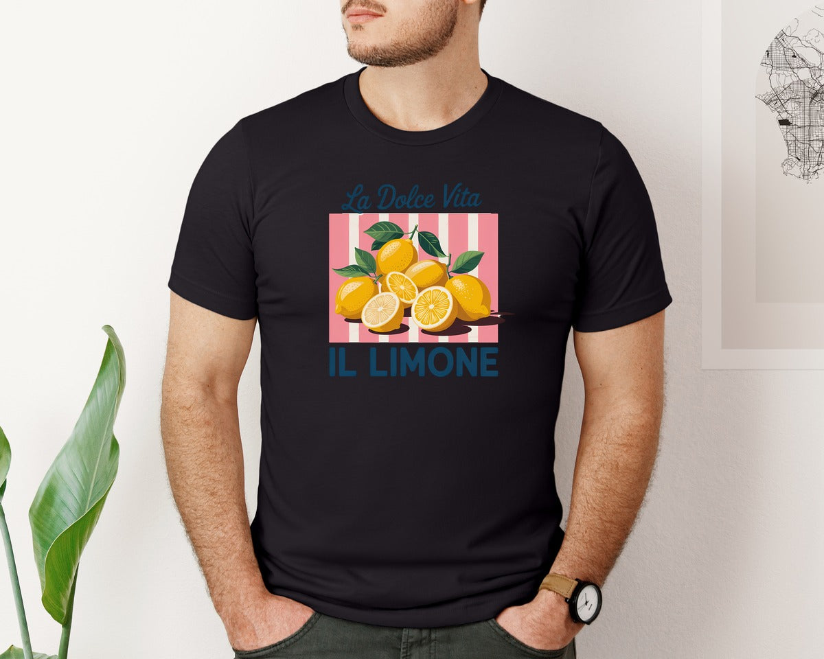brand:Bella Canvas|color:Black|La Dolce Vita Il Limone Italian Lem Graphic T-Shirt