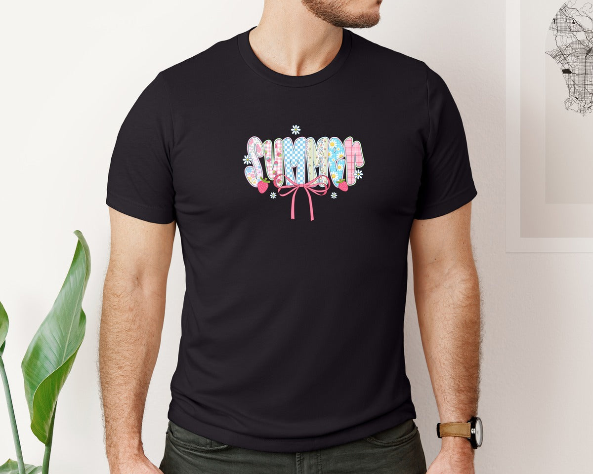 brand:Bella Canvas|color:Black|Coquette Summer Preppy Summer Graphic T-Shirt