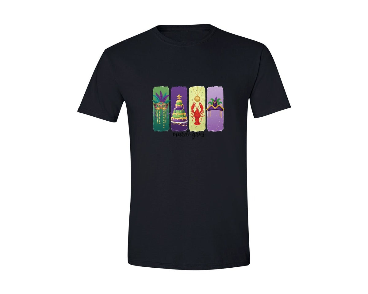 brand:Generic|color:Black|Brushstroke Mardi Gras 9 Graphic T-Shirt