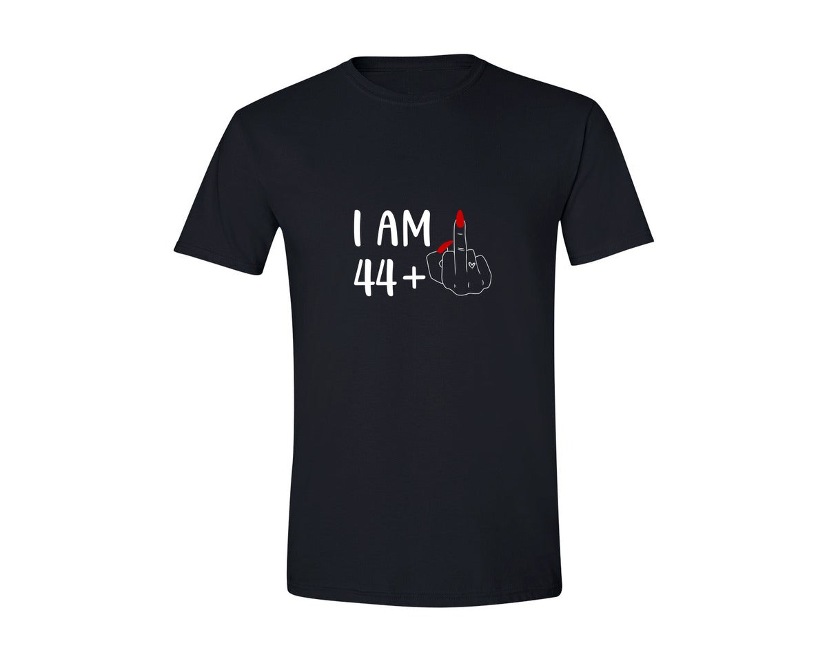 brand:Generic|color:Black|I Am 44 Plus 1 Middle Finger Birthday T Graphic T-Shirt