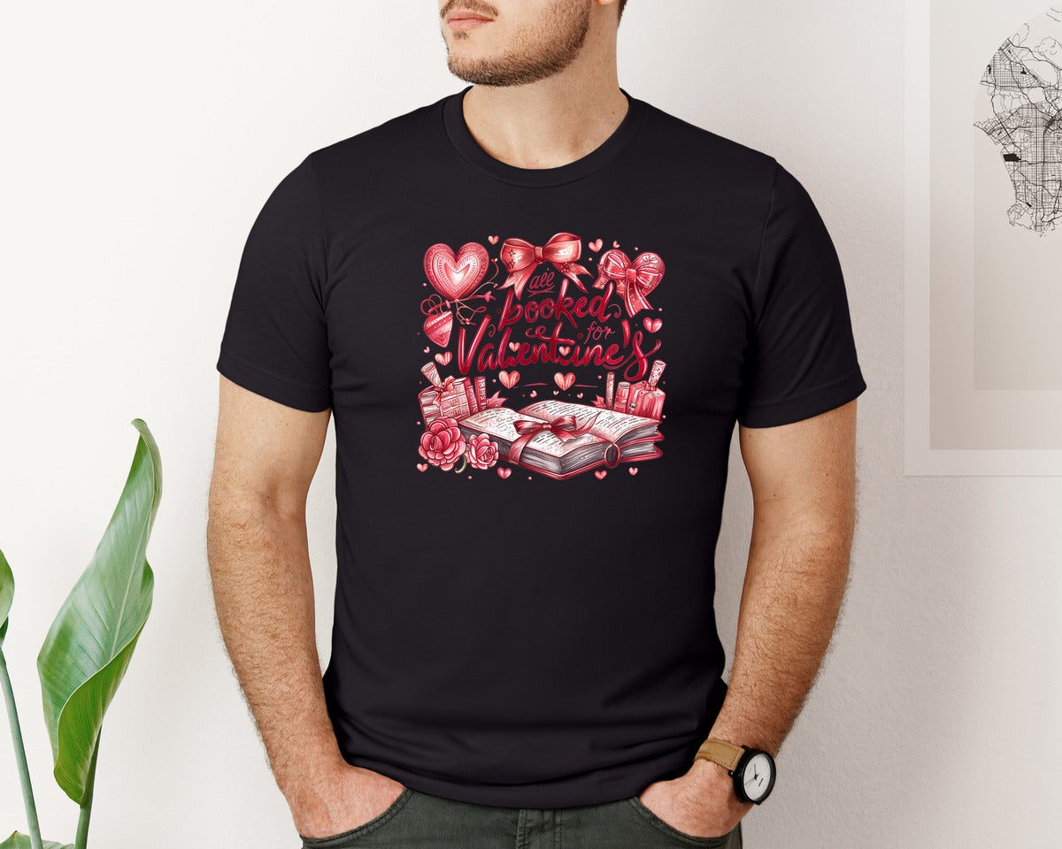 brand:Bella Canvas|color:Black|Book Lover Valentine Pngbooked Graphic T-Shirt
