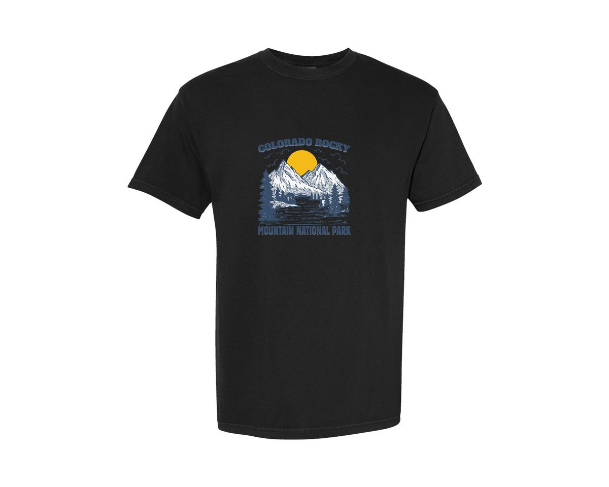 brand:Comfort Colors|color:Black|Colorado Rocky Mountain Trendy Tshirt Graphic T-Shirt