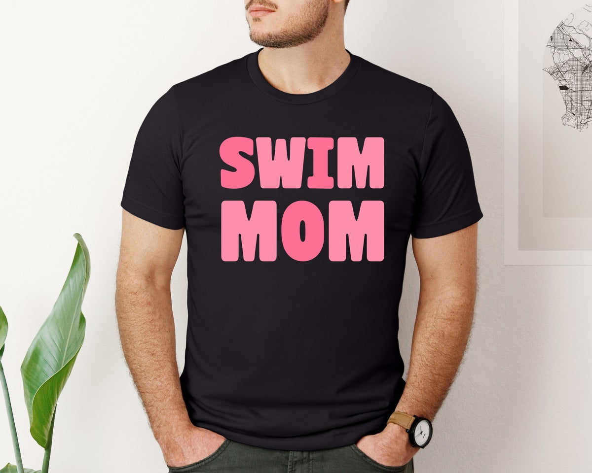 brand:Bella Canvas|color:Black|Retro Swim Mom T Shirt Design Vector Graphic T-Shirt
