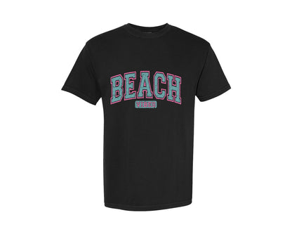 brand:Comfort Colors|color:Black|Summer Beach Vibes Vacation Varsity Graphic T-Shirt