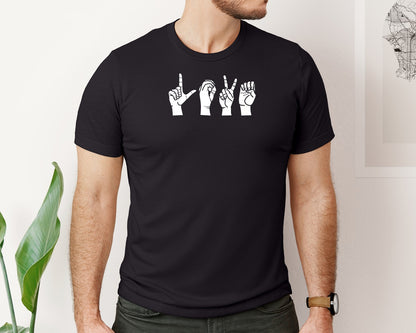 brand:Bella Canvas|color:Black|Asl Love Hand Sign 5 Graphic T-Shirt