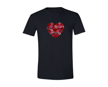 brand:Generic|color:Black|Valentines Day Lips Heart Graphic T-Shirt