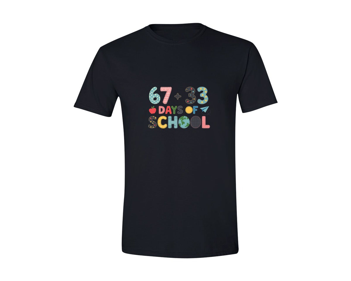 brand:Generic|color:Black|67 33 Days Of School 2 Graphic T-Shirt
