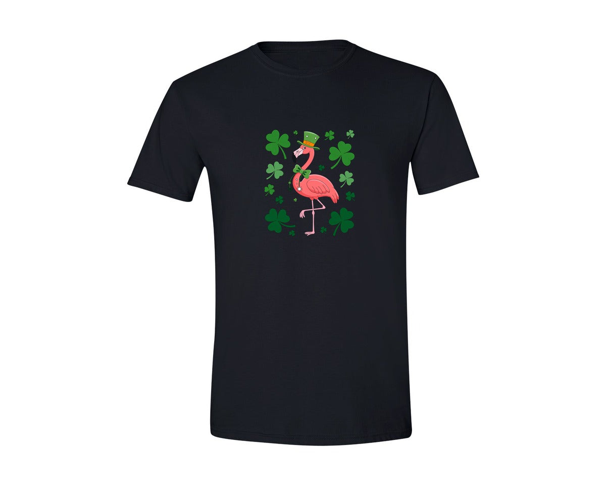 brand:Generic|color:Black|St Patricks Day Flamingo Graphic T-Shirt